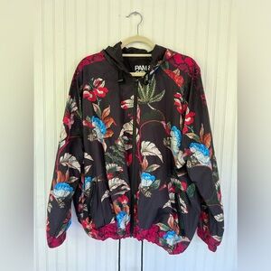 PAM & GELA Ladies Bye Birdy zip front hooded wind breaker jacket, size M/L NWT